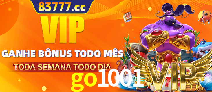 Banner promocional do go1001 oferecendo 100% de recompensas adicionais contínuas para quem fizer o login diário (Daily sign-in), com um mascote de coelho.