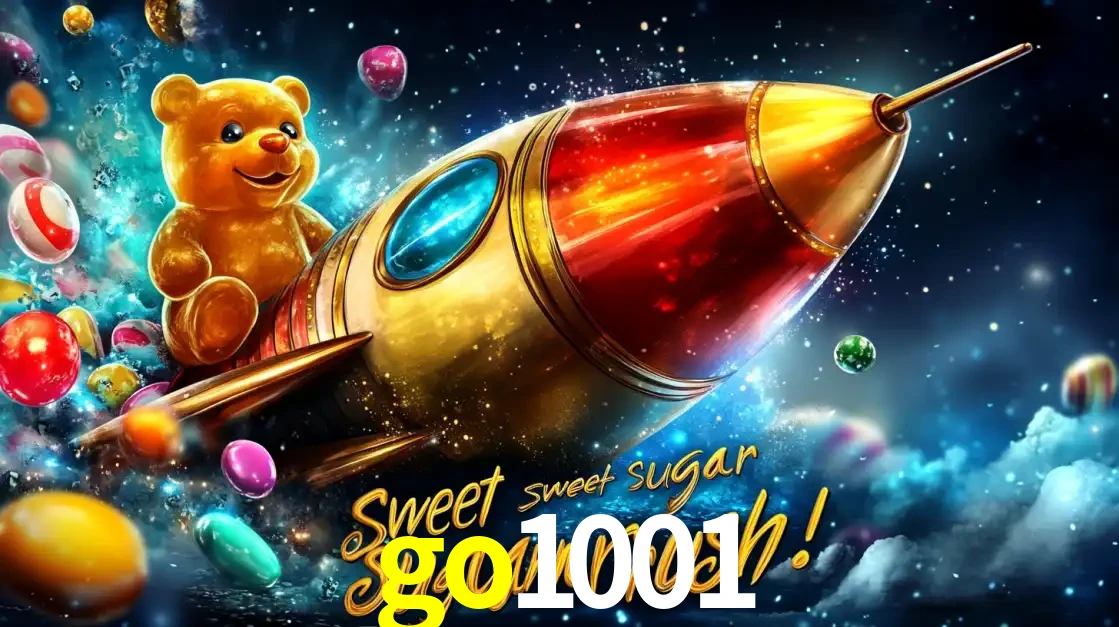 Arte promocional do jogo de slot Sugar Rush, com um urso de pelúcia em um foguete viajando pelo espaço de doces, um dos jogos divertidos disponíveis no cassino go1001.